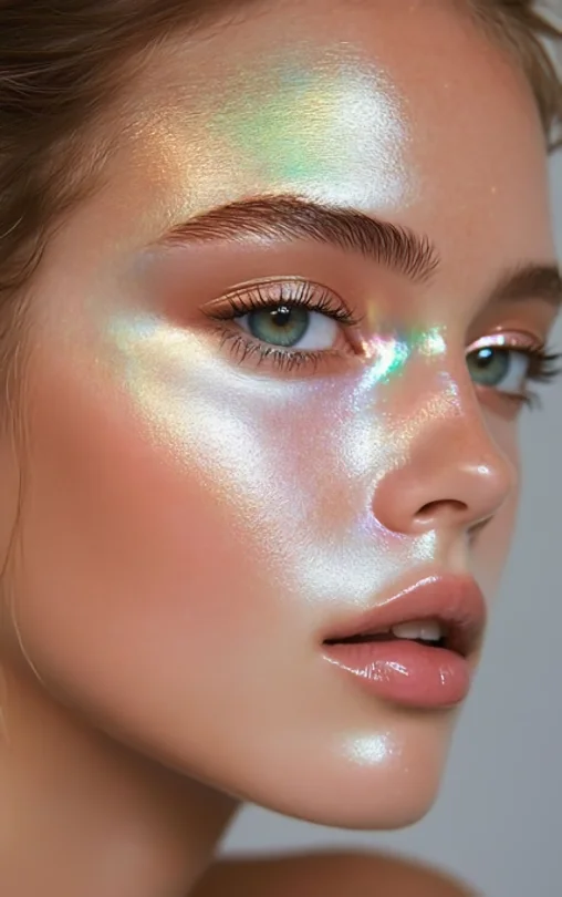 Işıltılı ve sağlıklı cilde sahip genç kadın portresi